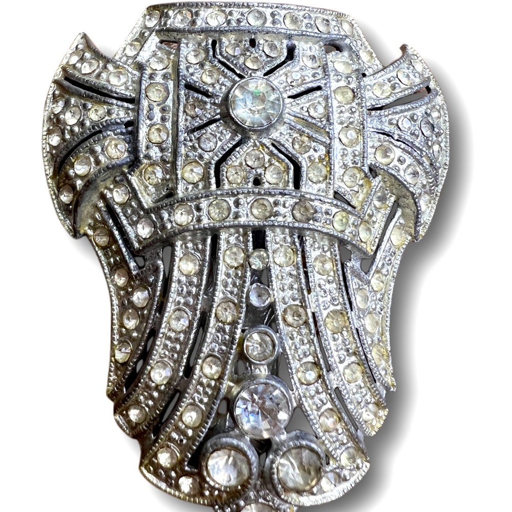 ART DECO stunning original 1920’s antique rhinestone dress clip